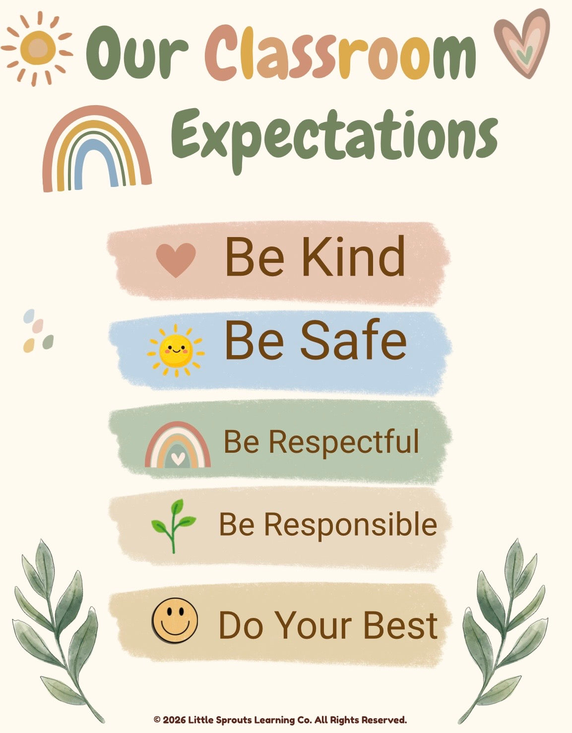 Boho Classroom Expectations & Positive Behavior Pack | Posters, Reminder Cards & Visual Supports