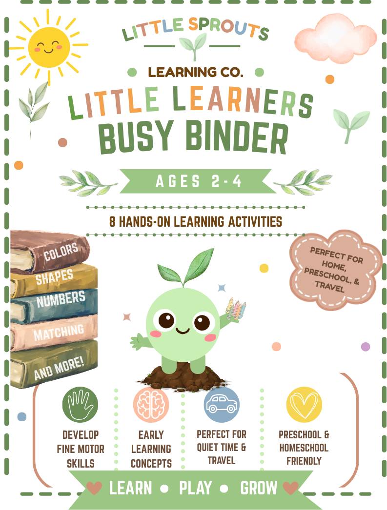 Little Learners Busy Binder | Toddler Printable Activities | Ages 2–4 | Little Sprouts Learning Co.