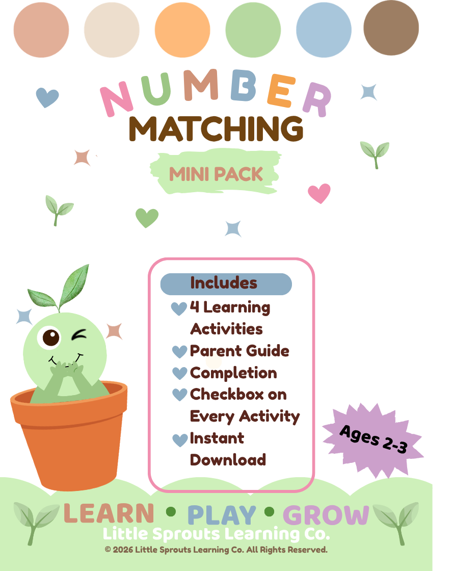 Number Matching Mini Pack | Toddler Printable Activity | Ages 2–3 | Little Sprouts Learning Co.