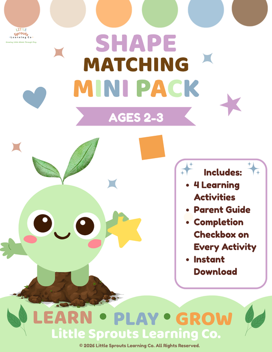 Shape Matching Mini Pack | Toddler Printable Activity | Ages 2-3 | Little Sprouts Learning Co.
