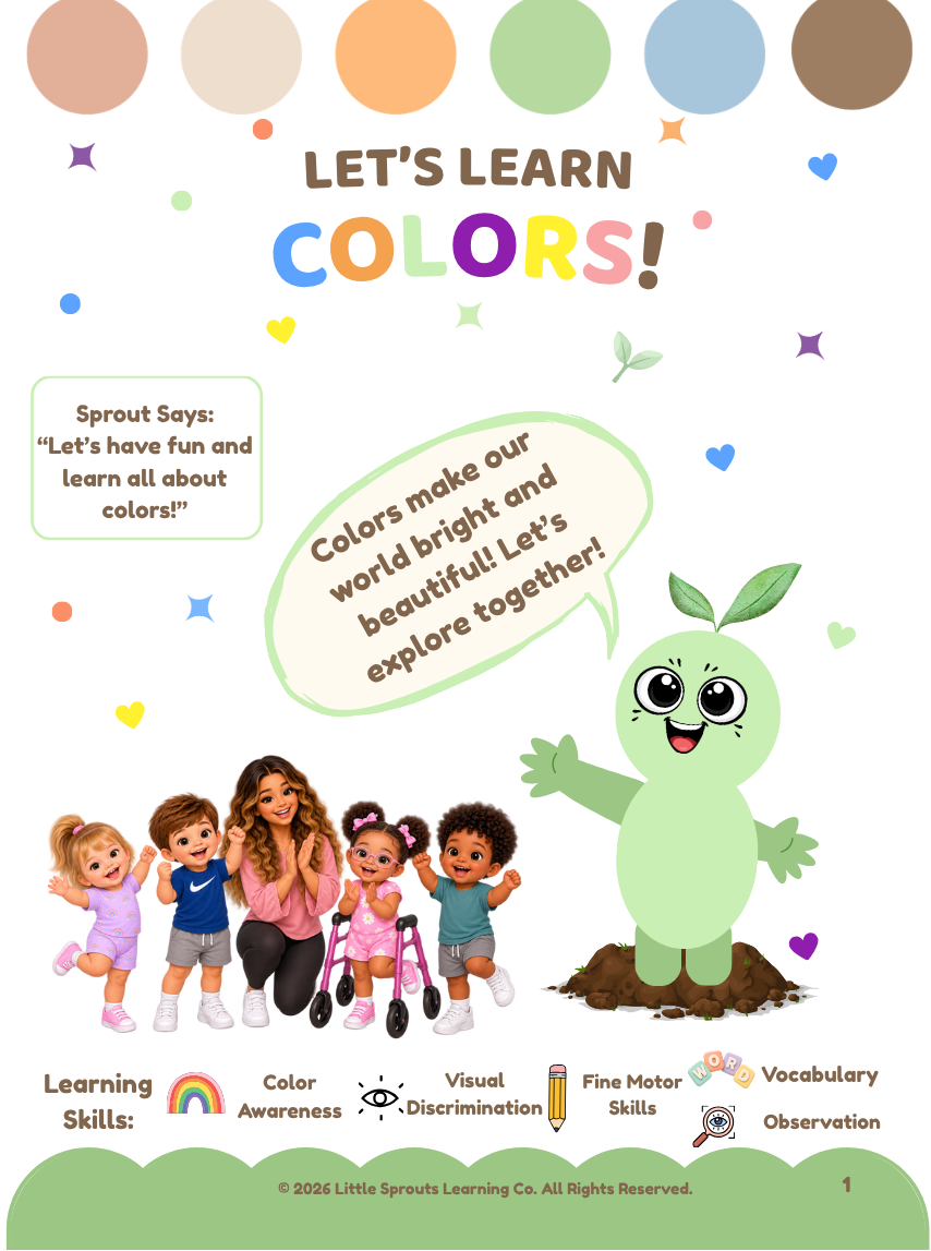 Toddler Color Learning Pack | Printable Activity | Ages 2–4 | Little Sprouts Learning Co.