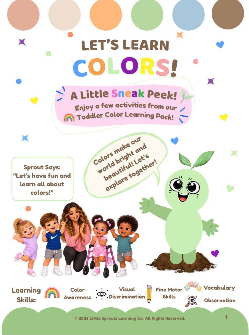 FREE Toddler Color Fun Pack | Printable Color Activities | Little Sprouts Learning Co.